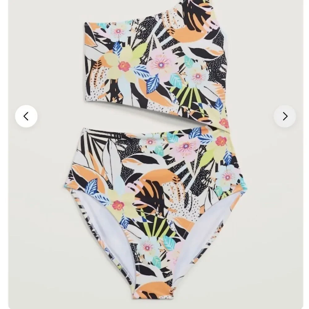 Old Navy Women’s One-Shoulder Side-Cutout One-Piece Swimsuit Floral Size M